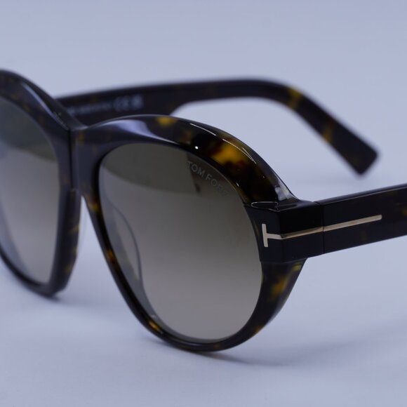 Tom Ford FT1113 52G Inger Sunglasses Dark Havana Round Frame,Brown Mirror Lenses - Picture 8 of 10